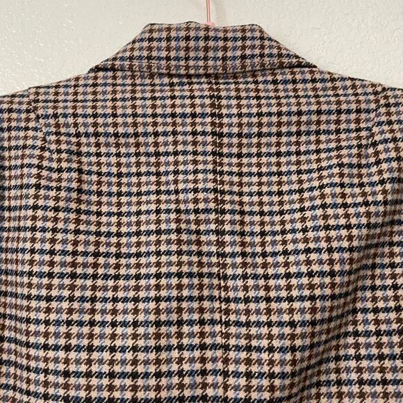 Sundance Blazer Womens Small Petite Brown Blue Houndstooth Wool Blend Preppy - Picture 7 of 11